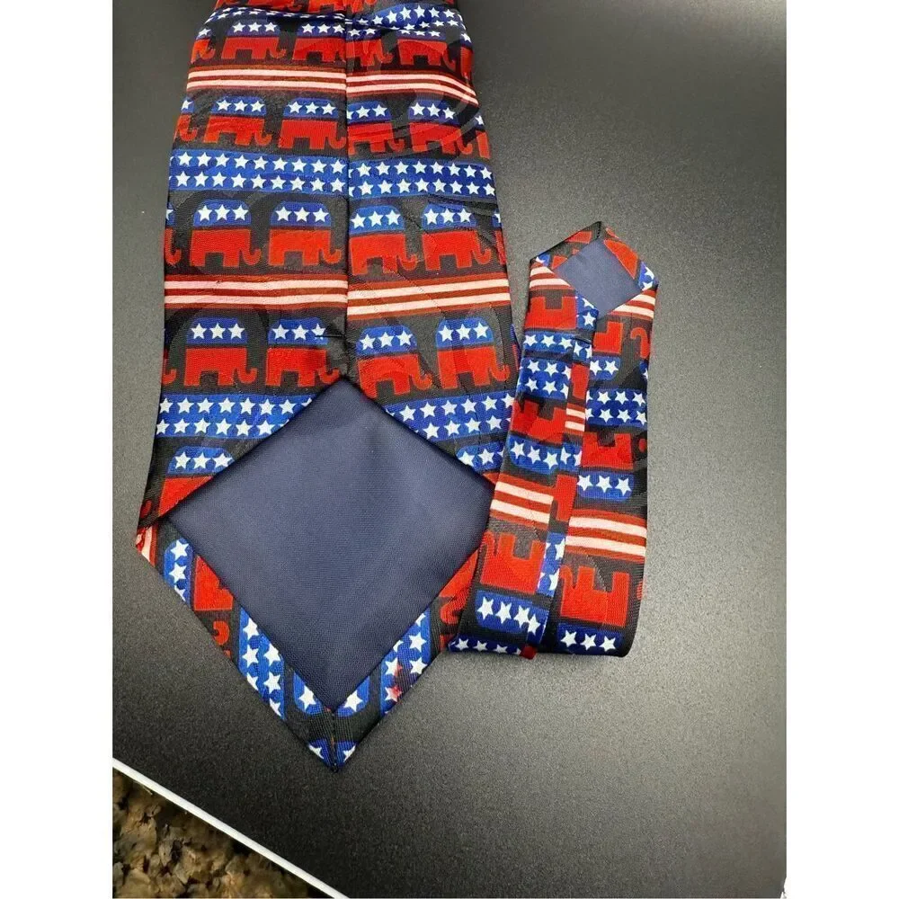 Steven Harris Republican Party Novelty Tie Elephant Red/White/Blue